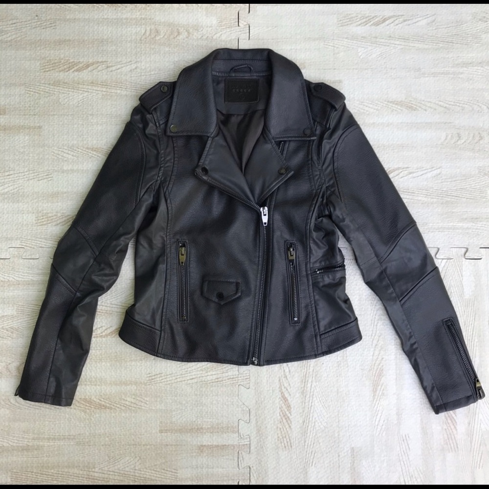 BlankNYC Gray Vegan Leather Moto Jacket Coat